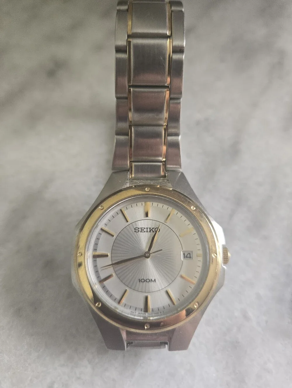 Seiko Two‑Tone Stainless Steel Mens 100M Quartz Watch